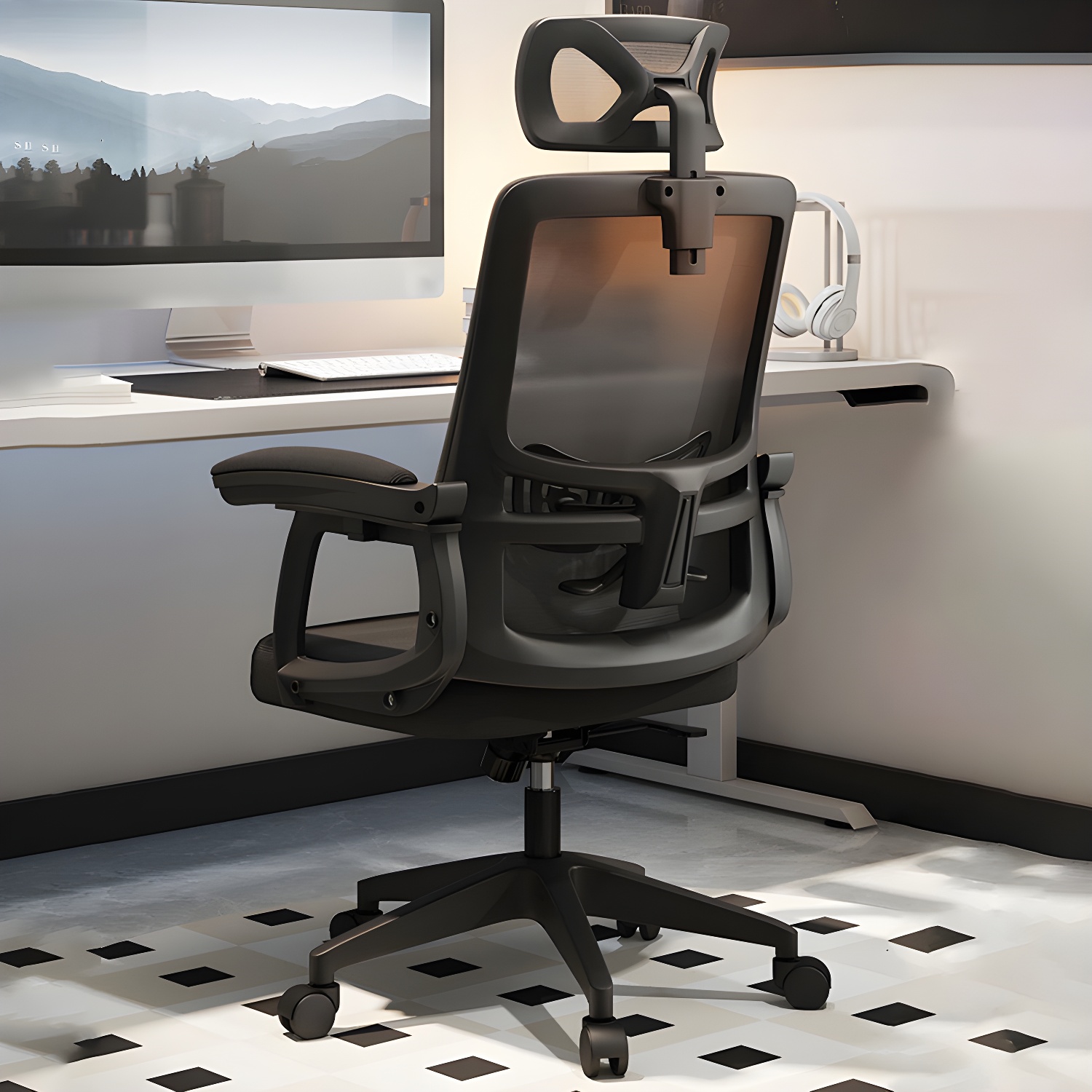 Swivel Modern Task Chair with Adjustable Height and Mesh Back for Comfortable Work