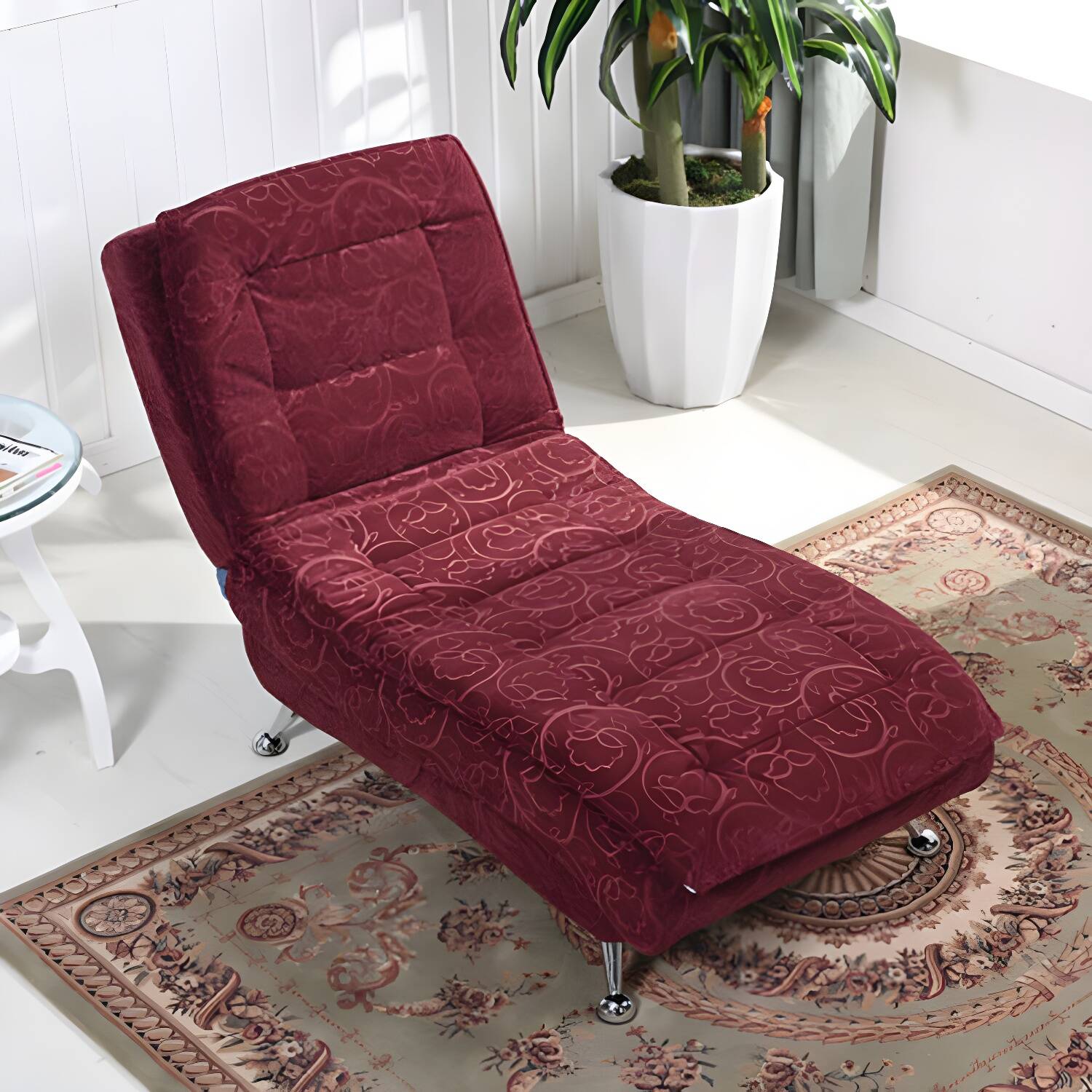 Modern Armless Chaise Lounge with Reclining Feature and