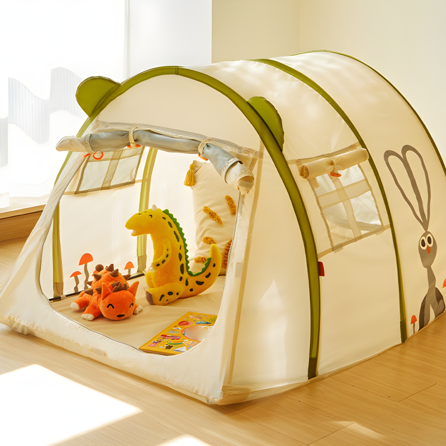 Wildlife Themed Medium Play Tent with Windows and Floor Included for Indoor/Outdoor Use