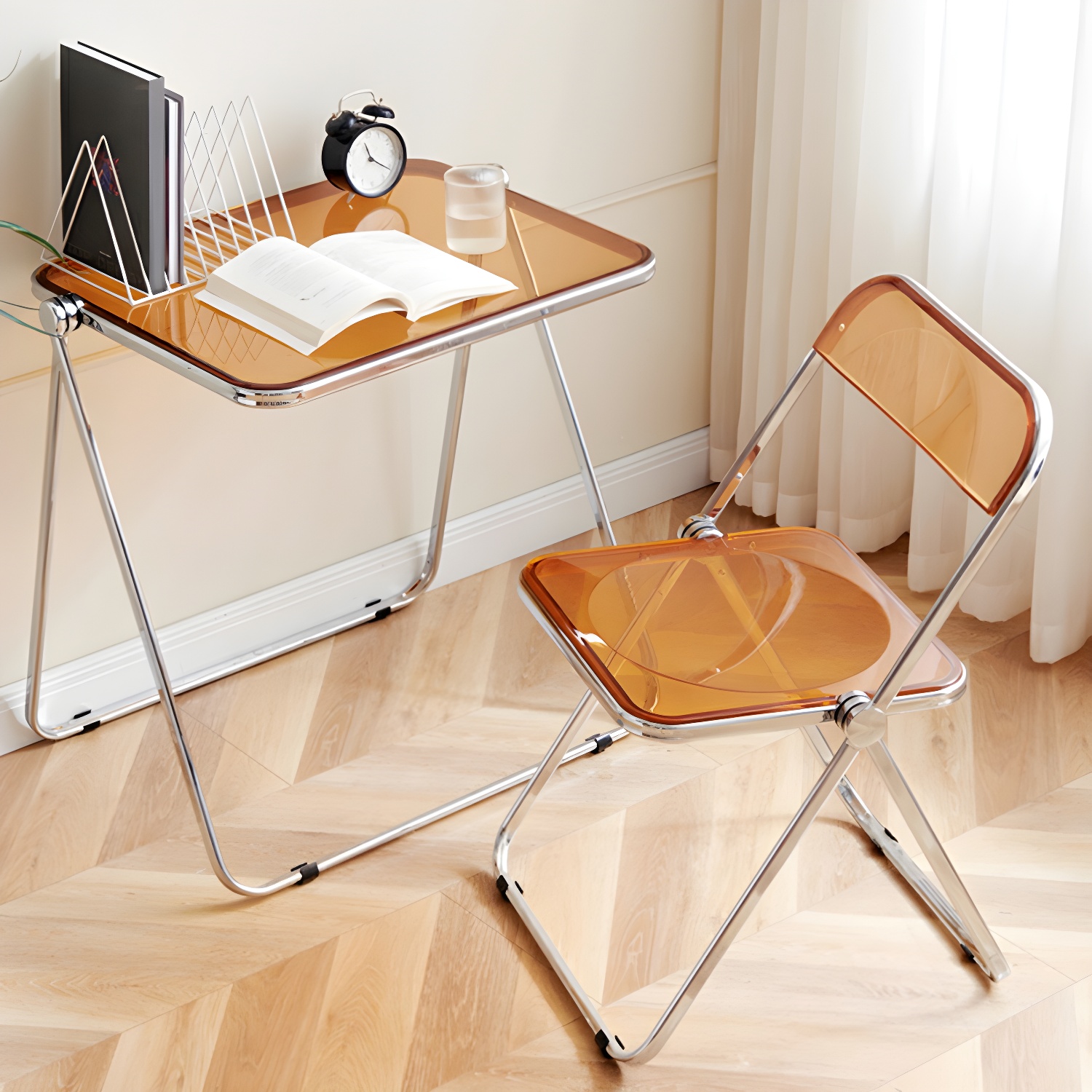 Modern Compact Writing Desk with Folding Design and Collapsible Feature for Small Spaces