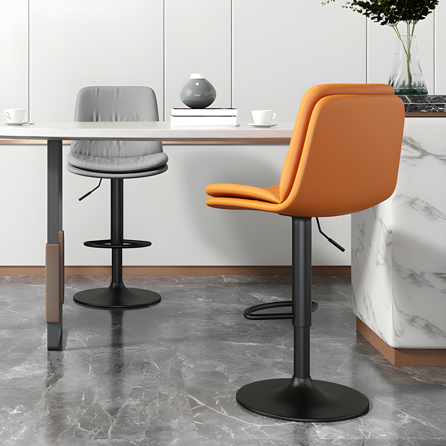 Sleek and Stylish Modern Saddle Swivel Bar Stool with Adjustable Height