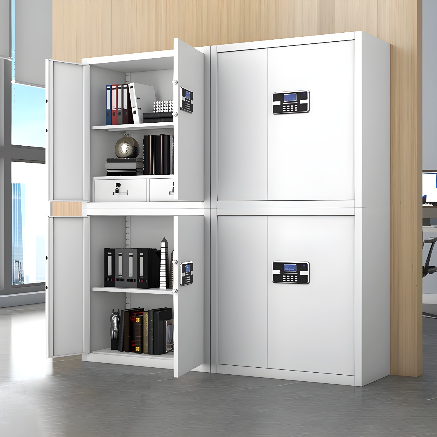Fire Resistant Steel Filing Cabinet with 2 Drawers, Locking and Adjustable Shelves