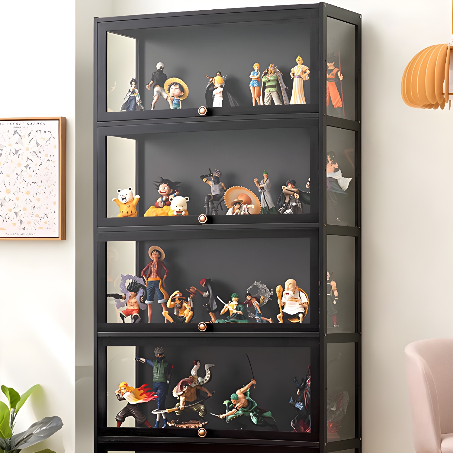 Modern Black Display Cabinet with Cabinet Included and Magnetic Door Mechanism