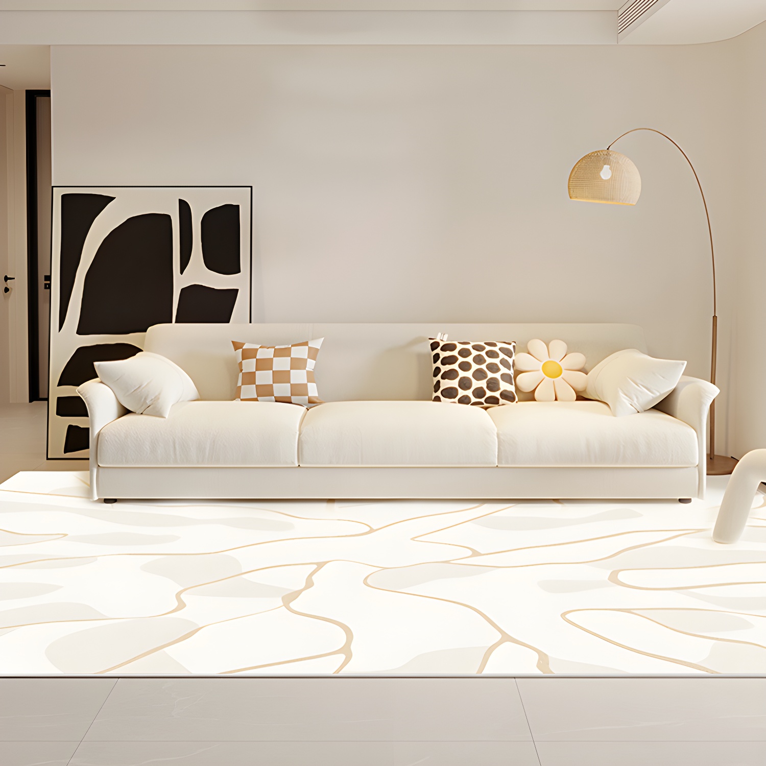Shearling Splendor Modern Abstract Area Rug with Anti-Slip Backing for Indoor Elegance & Comfort