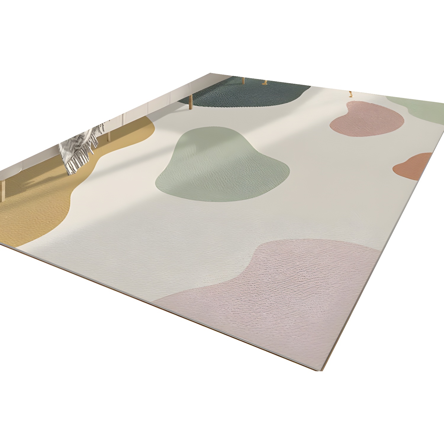 Indoor Modern Colour Block Vinyl Area Rug for Study, Living Room, Cloakroom, Balcony with Easy Care