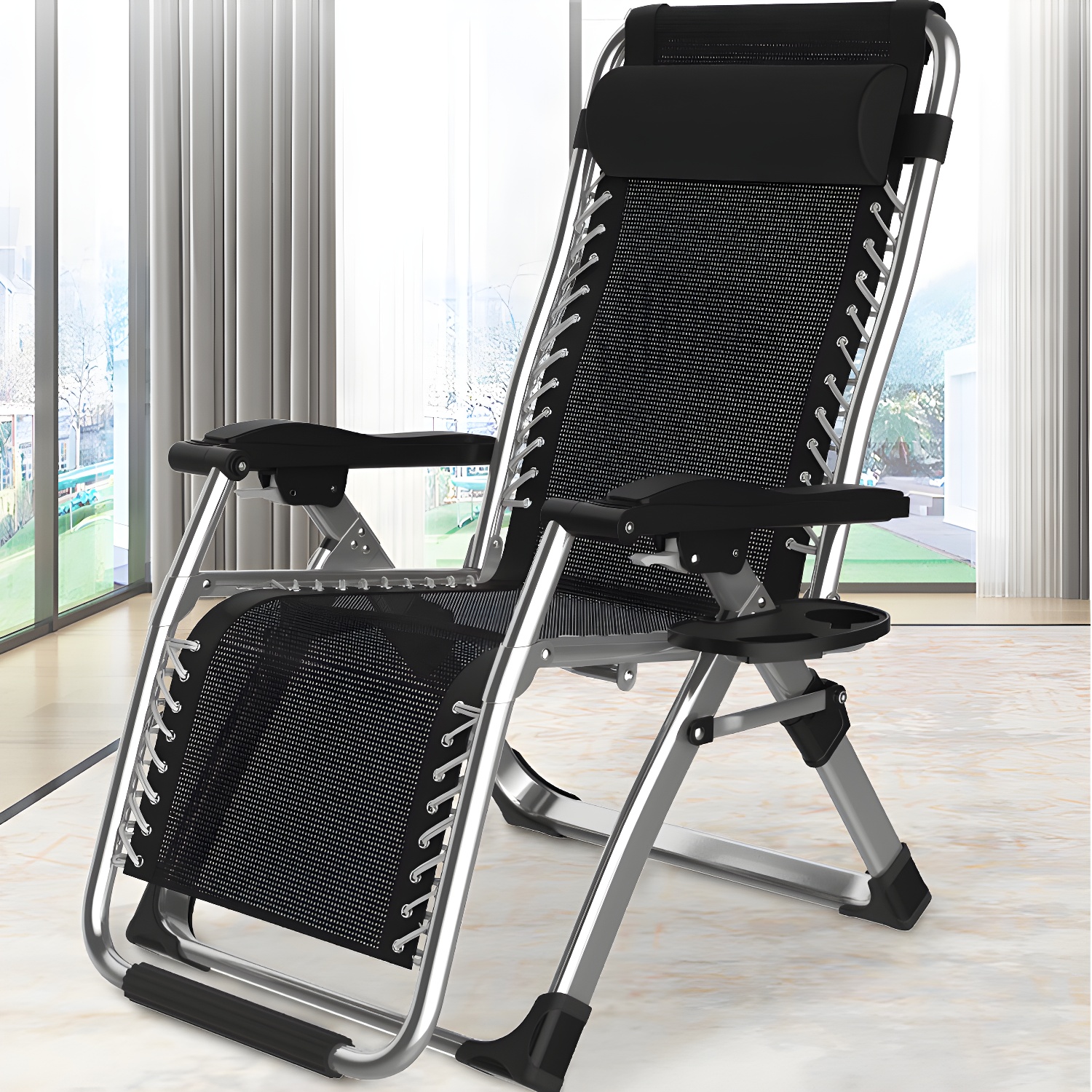 Standard Metal Frame Recliner with Locking Back Angle Adjustment and Leg Support