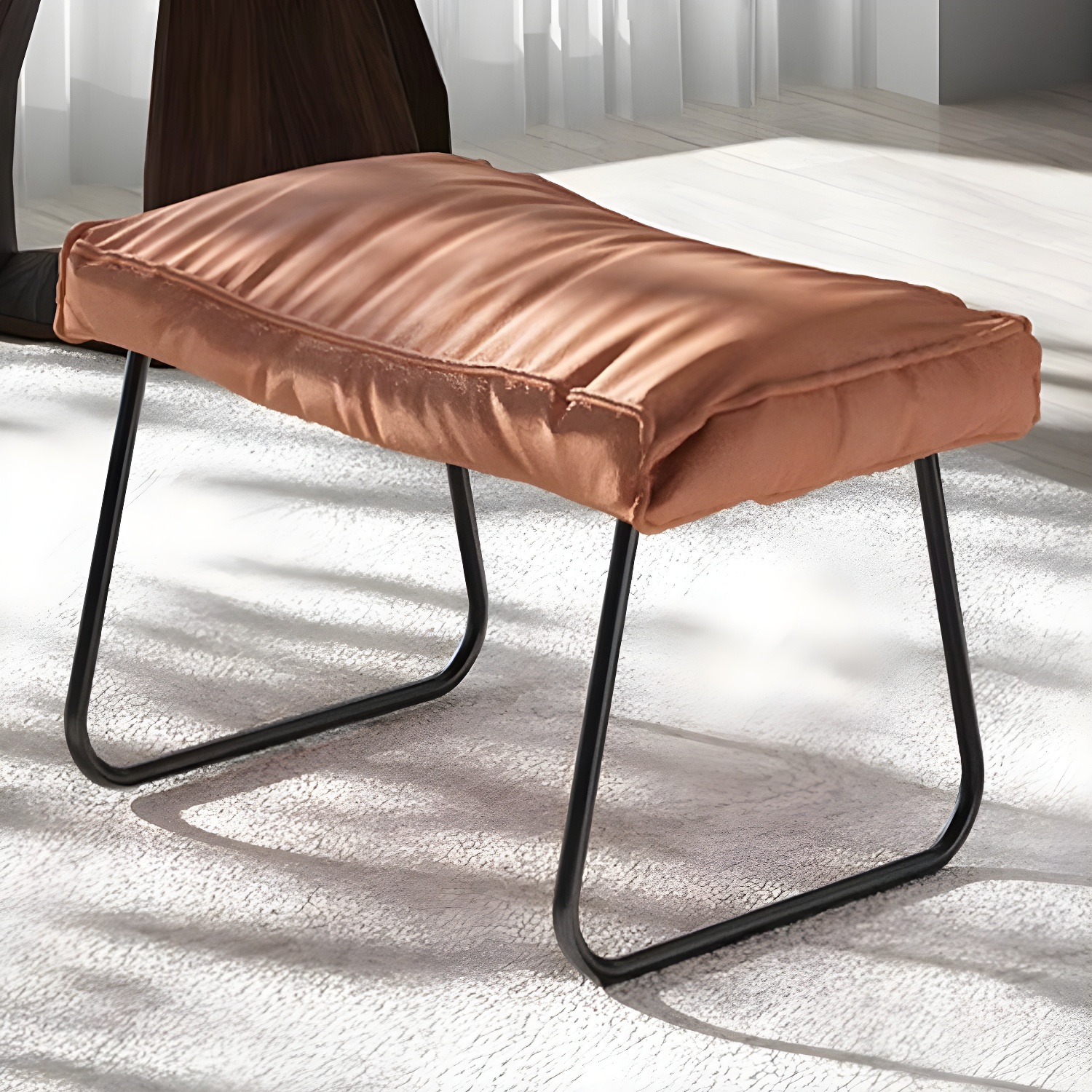 Stylish and Comfortable Modern Upholstered Indoor Rocking Chair with Natural Wood Legs