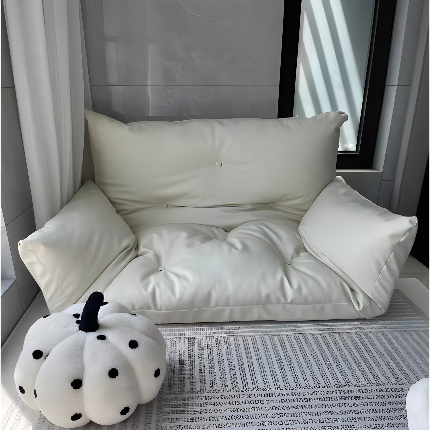 Stylish Faux Leather Oversized Bean Bag Sofa with Stain Resistant Pre-Filled Sponge Fill