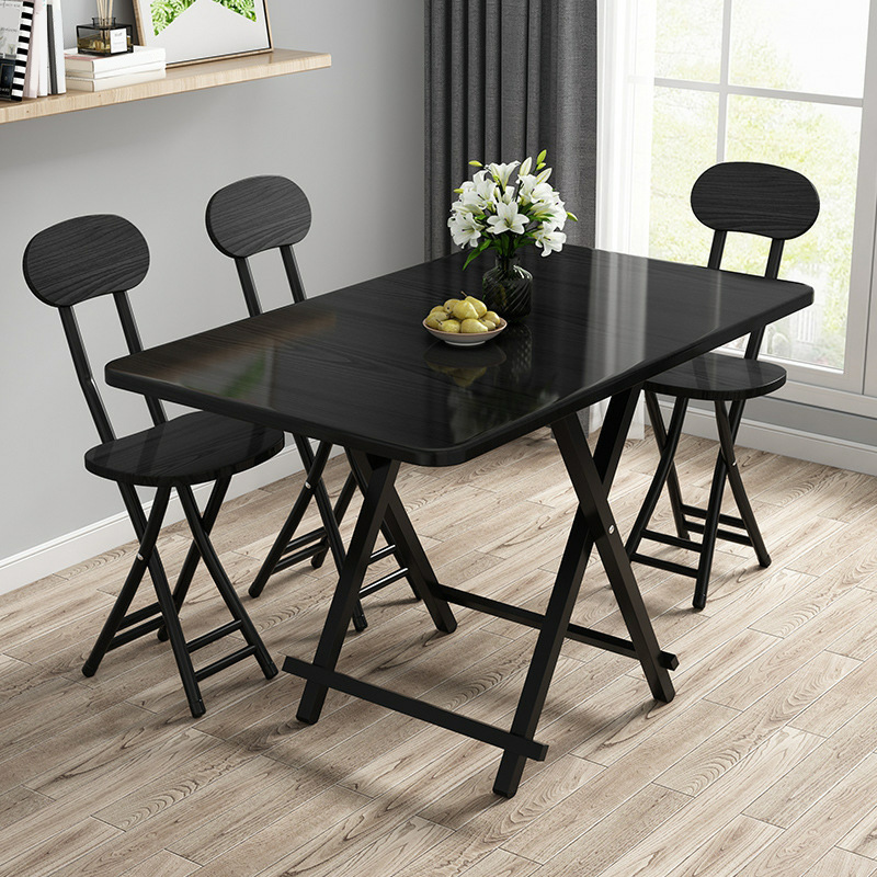 Modern Wood Rectangular Folding Dining Table with Pedestal Base