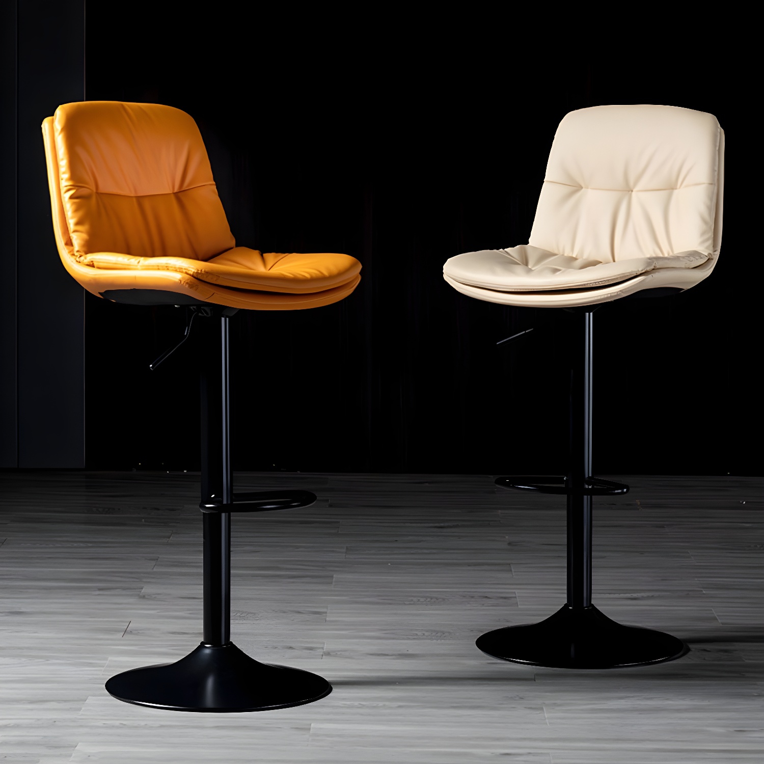 Saddle Style Leather Bar Stool with Swivel and Adjustable Height