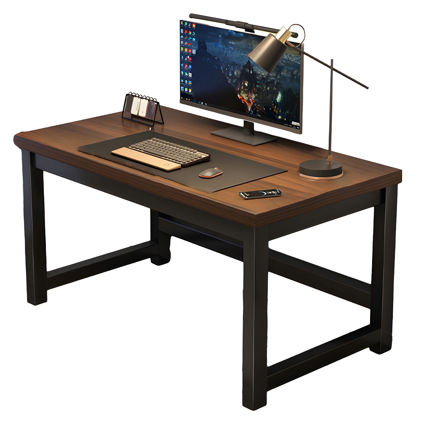 Elegant White Writing Desk with Steel Trestle Base for Stylish Home Office