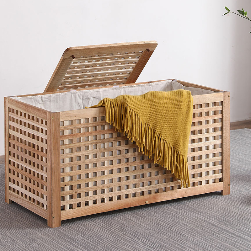 Scandinavian Natural Wood Top Side Table with Trunk Storage and Legs