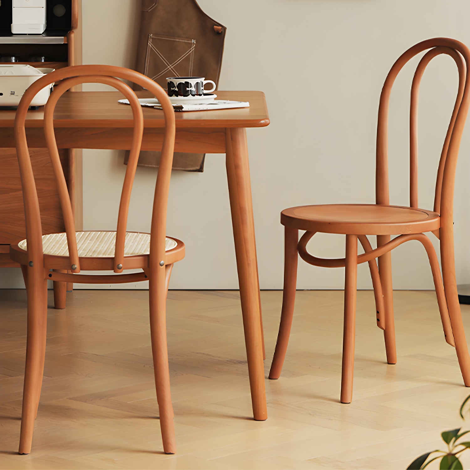 Scandinavian Wooden Side Chair with Standard Height and Armless Design