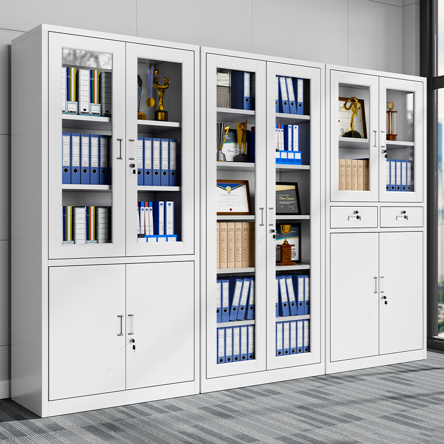 Large White Steel Fire Resistant Storage Cabinet with Adjustable Shelves & Lock