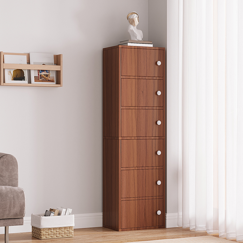 Modern Narrow Wood Combo Dresser with Cabinet Storage for Bedroom