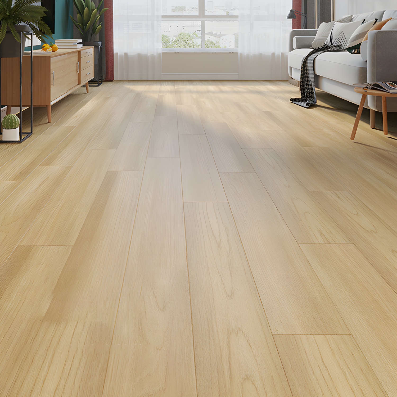 Matte Light Wood Beech Hardwood Flooring - Wire Brushed Surface