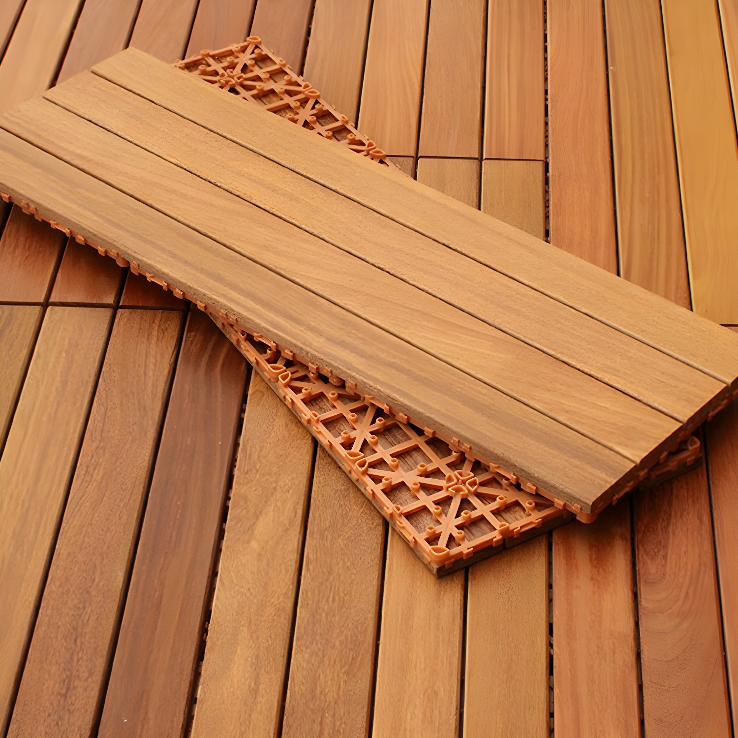 Brown Wood Waterproof Solid Wood Construction Matte Hardwood Flooring