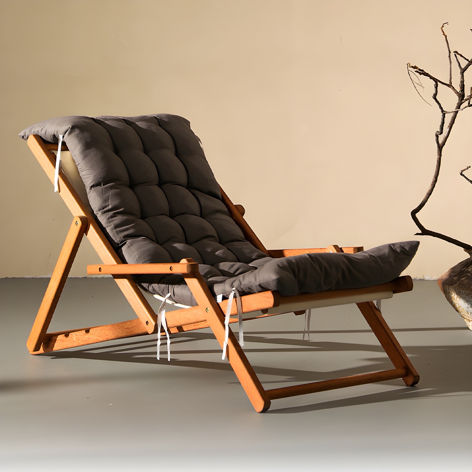 Scandinavian Small Size Recliner with Locking Back Adjustment and Wooden Legs