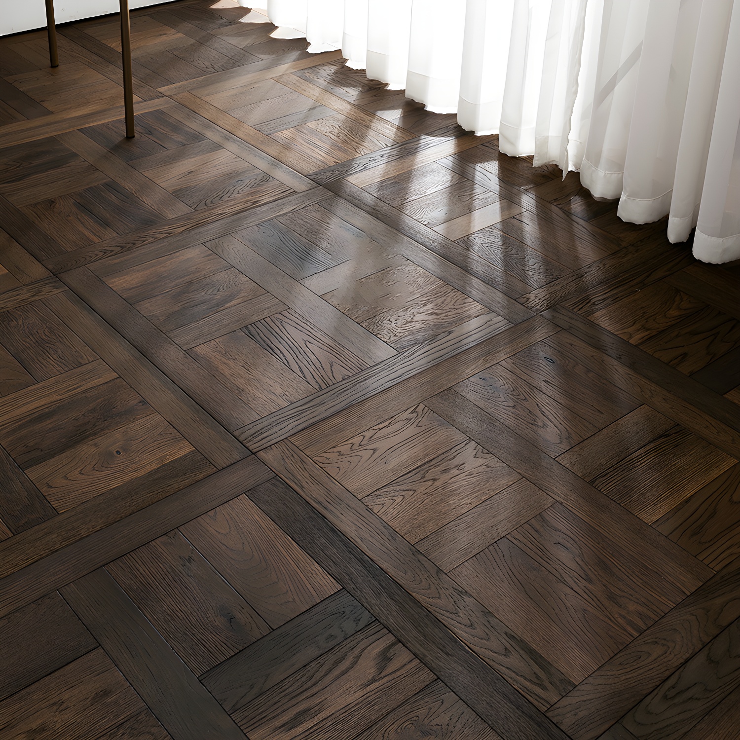 Luxurious and Modern Oak Parquet Black Solid Wood Hardwood Flooring