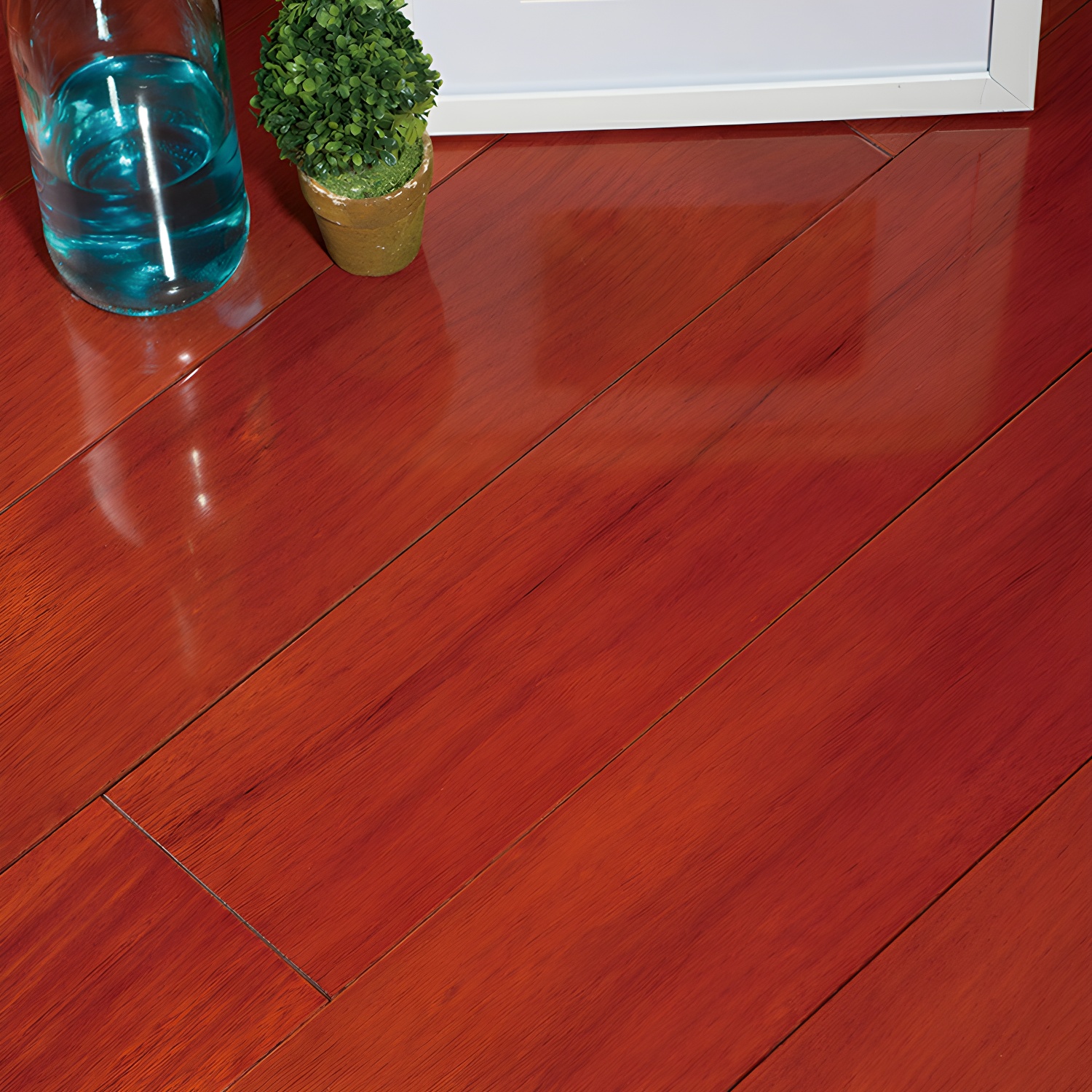 High Gloss Red Wood Kasai Hardwood Flooring with Waterproof and Scratch-Resistant Finish