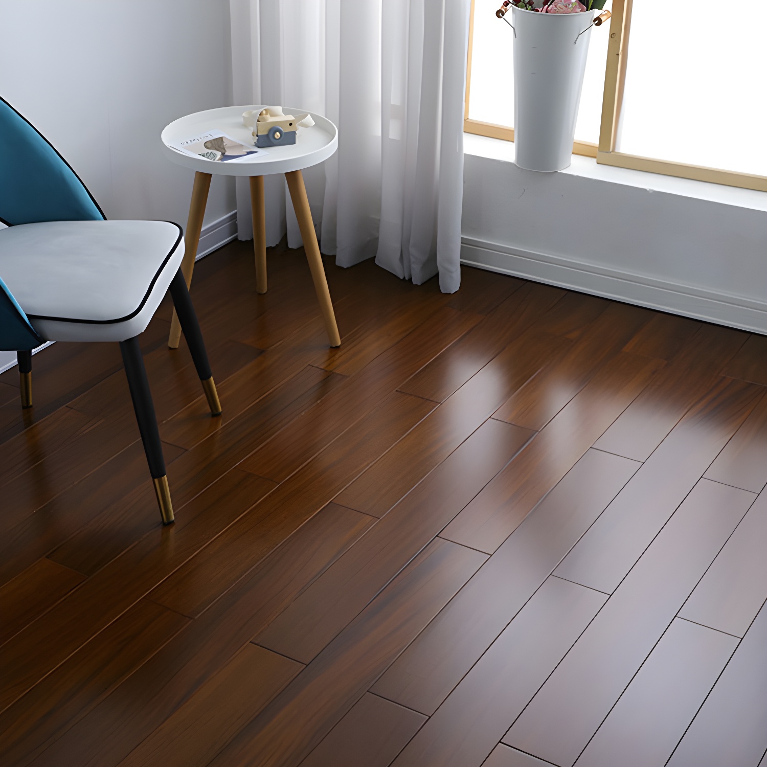 Medium Wood Water Resistant Solid Wood Click-Lock Hardwood Flooring