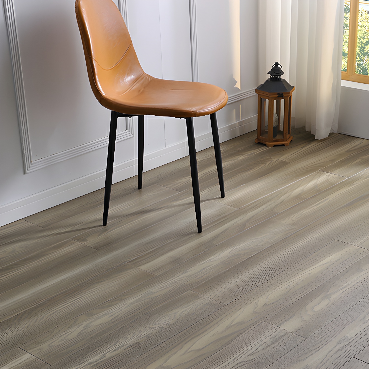 Medium Wood Click-Lock Oak Hardwood Flooring Waterproof Scratch Resistant 1.8cm Thick