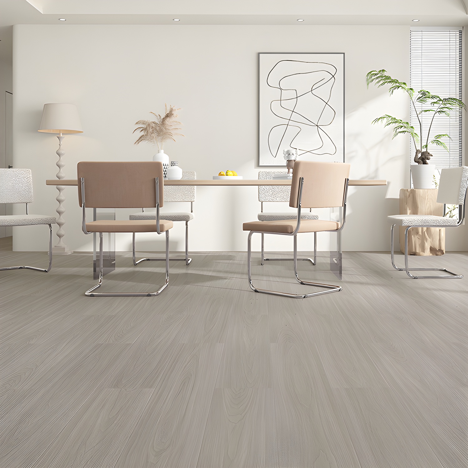 High Gloss Wire Brushed Laminate Wood Planks - Scratch Resistant Flooring for Your Living Space