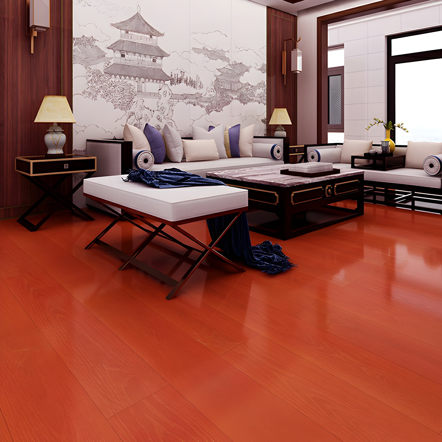 Wire Brushed Low Gloss Laminate Wood Planks with Scratch Resistant Feature for Living Space