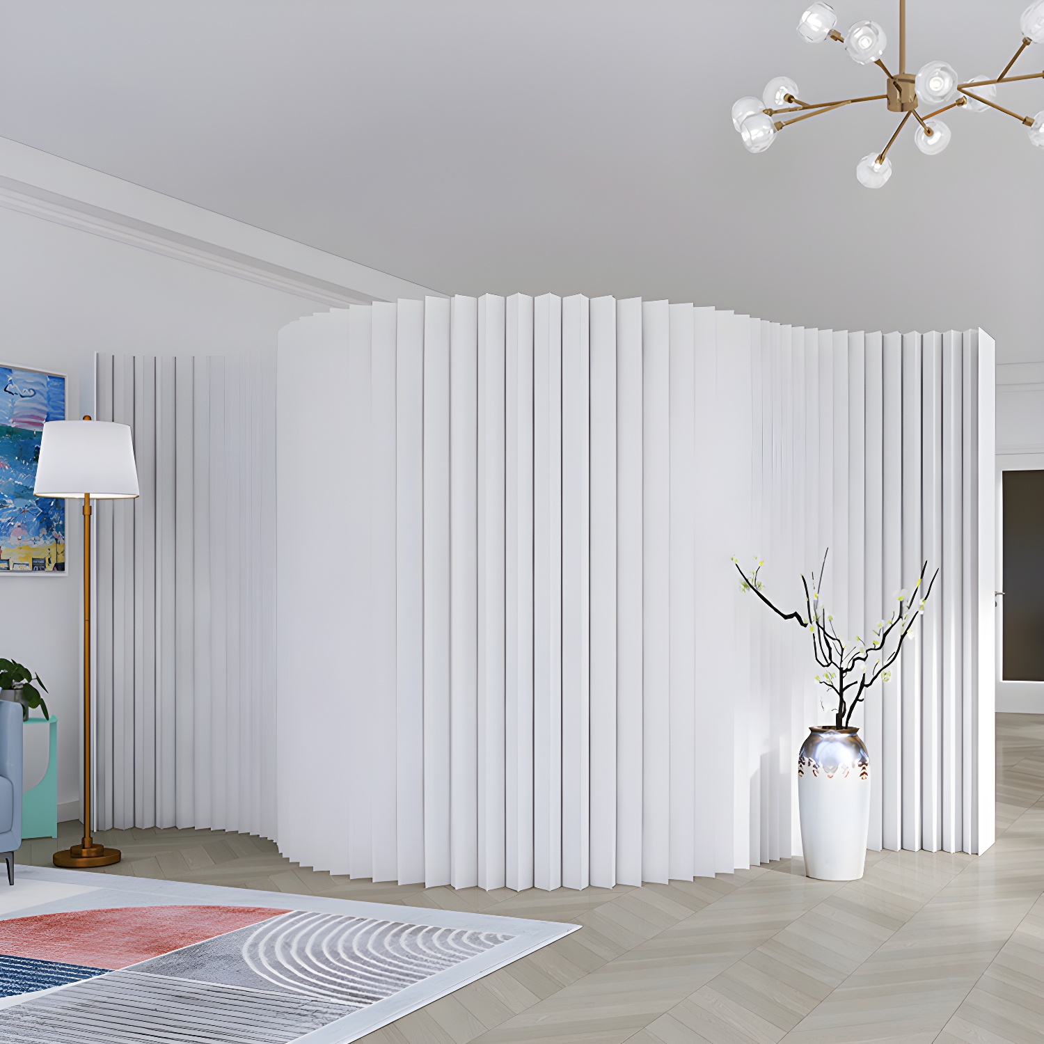 Stylish Freestanding White Room Divider for Modern Minimalist Home Decor