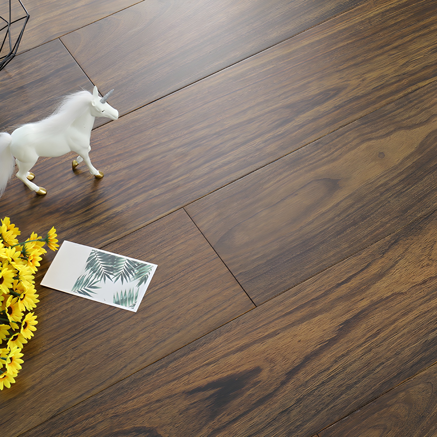 Beautiful Solid Wood Brown Sanders Hardwood Flooring with Click-Lock Installation