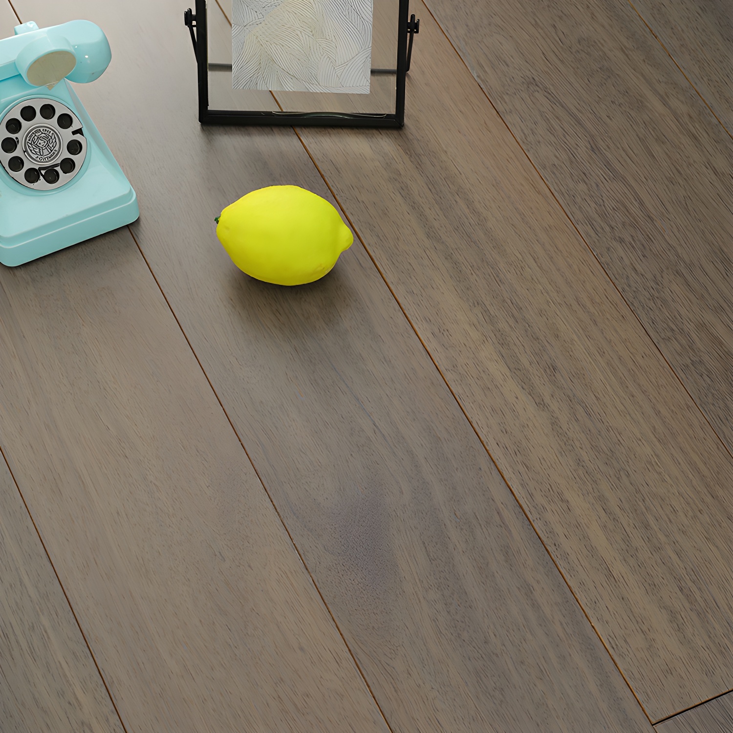 Matte Gray Wood Solid Hardwood Flooring - Light Gray Finish, Wire Brushed Texture, 1.8cm Thickness