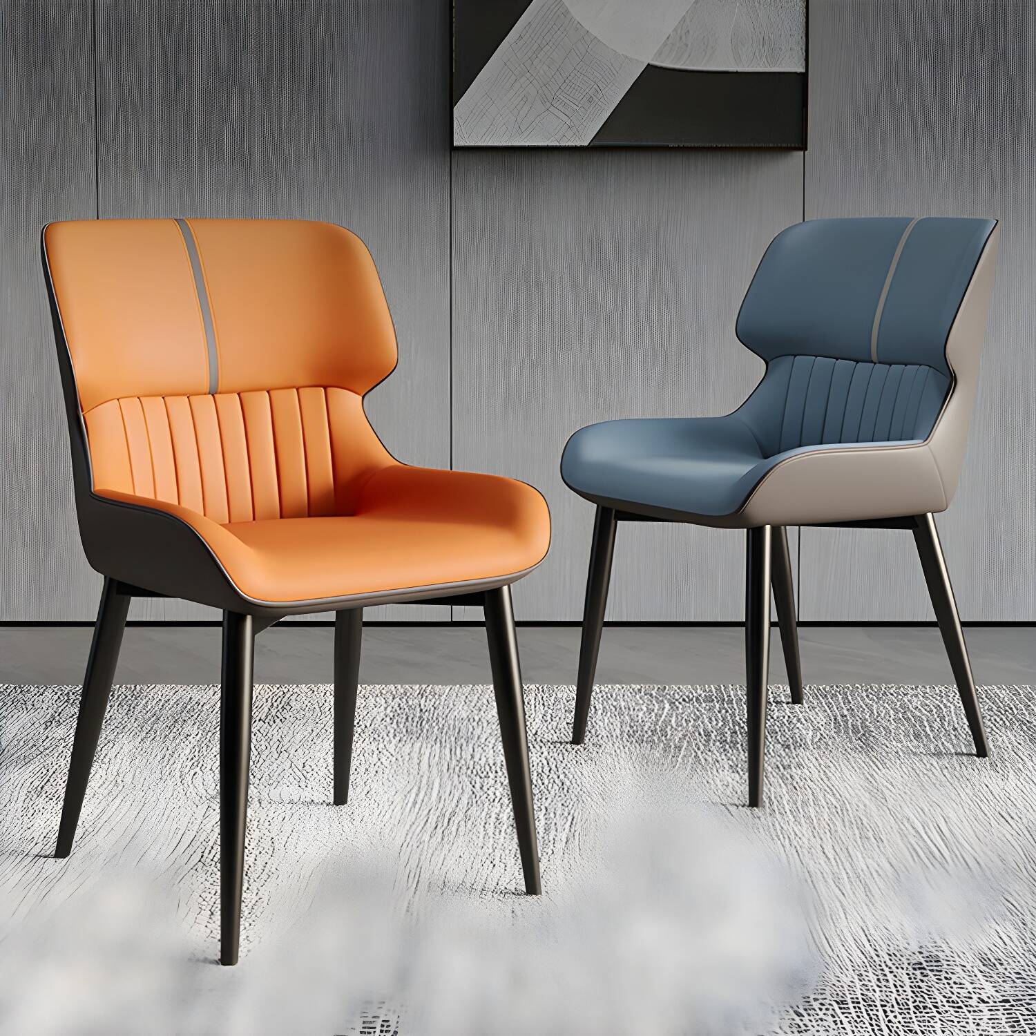 Modern Faux Leather Side Chair with Low Back, Upholstered Seating for Kitchen and Dining