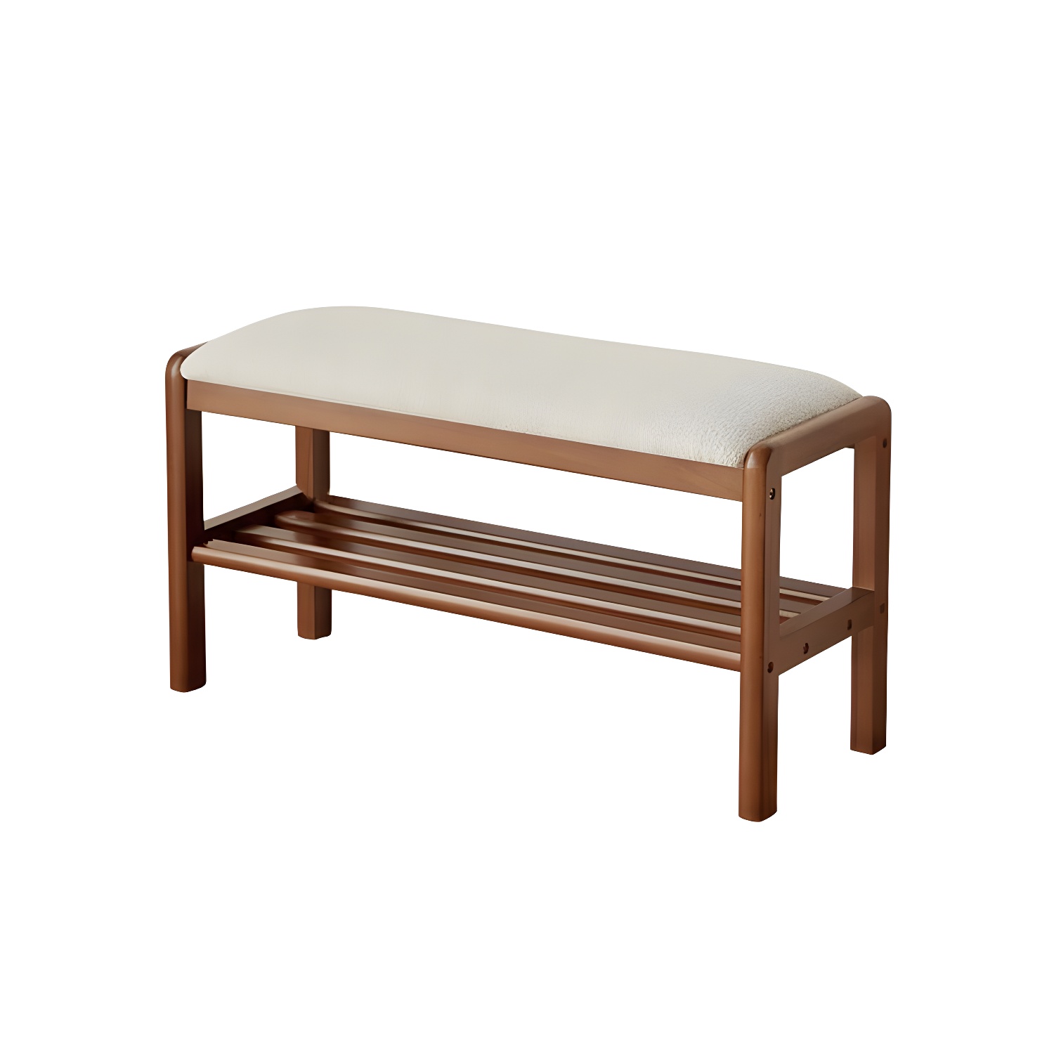 〆1/31 WHITE_WOOD_BENCH #1 Andaman Avis Wooden Bench with White Upholstered Seat