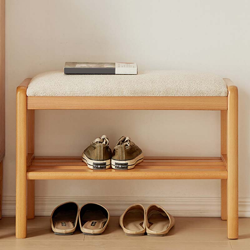 Cozy Upholstered Scandinavian Entryway Bench with Short Height and Wooden Legs