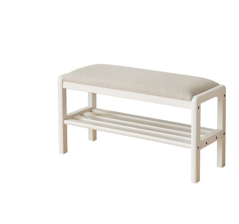 〆1/31 WHITE_WOOD_BENCH #1 Andaman Avis Wooden Bench with White Upholstered Seat