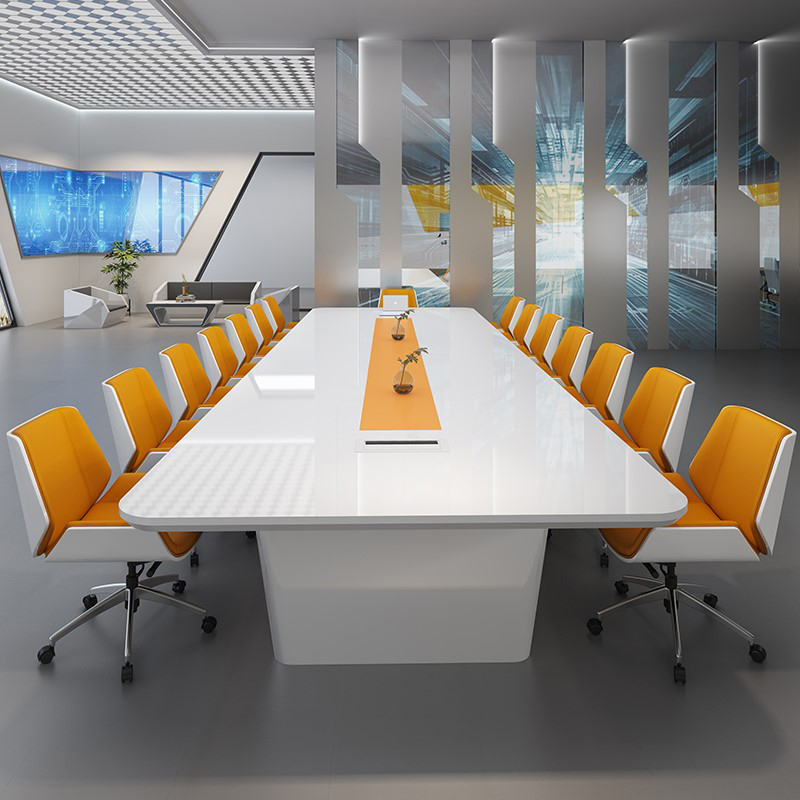 Modern Chic White Writing Desk with Sleek Steel Base and Cable Management