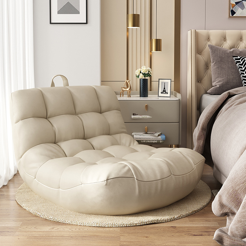 Faux Leather Solid Colour Bean Bag Chair with Comfy Sponge and Abrasion Resistance