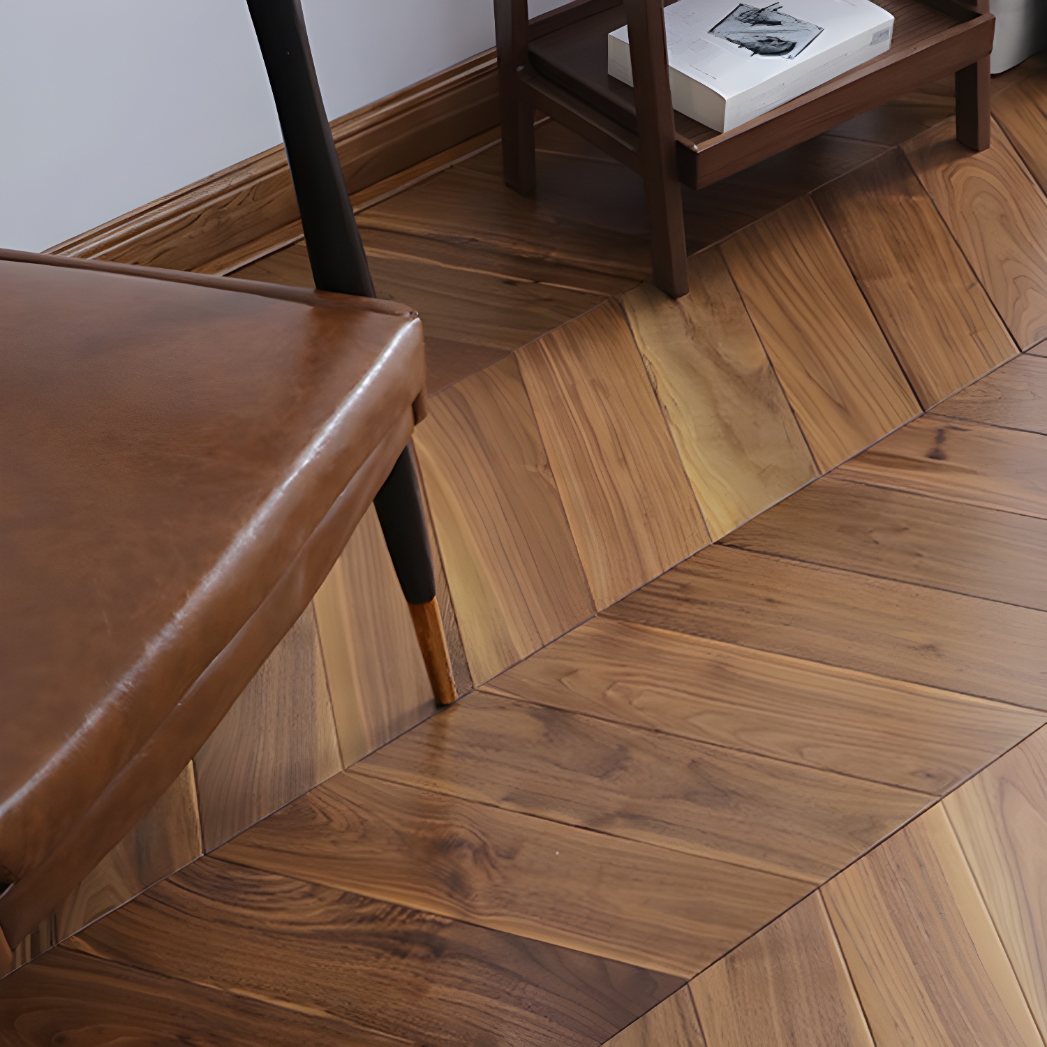 Medium Wood Click-Lock Solid Walnut Hardwood Flooring with Antique Texture