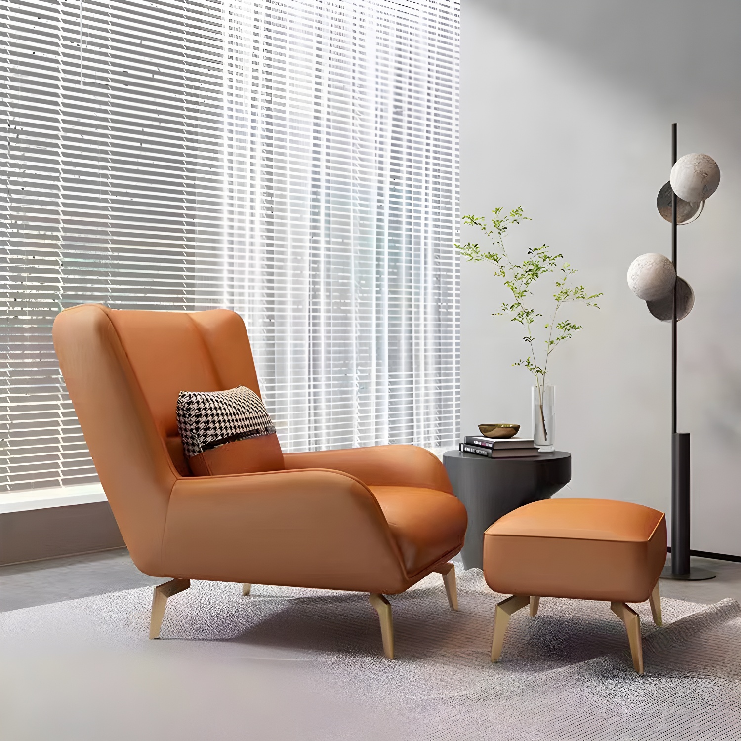 Small Modern Recliner with Lumbar Support and Metal Legs for Living Room