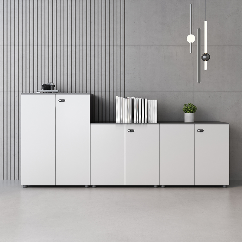 Modern White Wood Filing Cabinet with Lock & Shelves, Full Assembly Needed