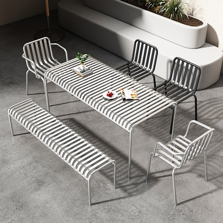 Water Resistant Metal Park Bench in Traditional Style with Backless Seat