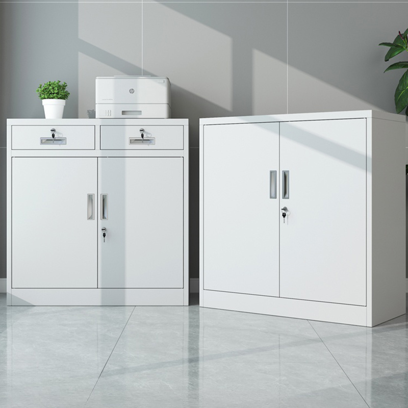 White Steel Modern Filing Cabinet, Locking Drawer/Cabinet & Key Lock Mechanism, 85cm Side Length