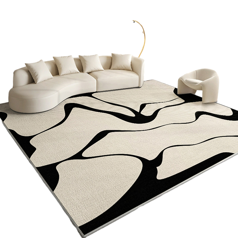 Indoor Use Modern Abstract Polyester Area Rug with Anti-Slip Backing for Study Room