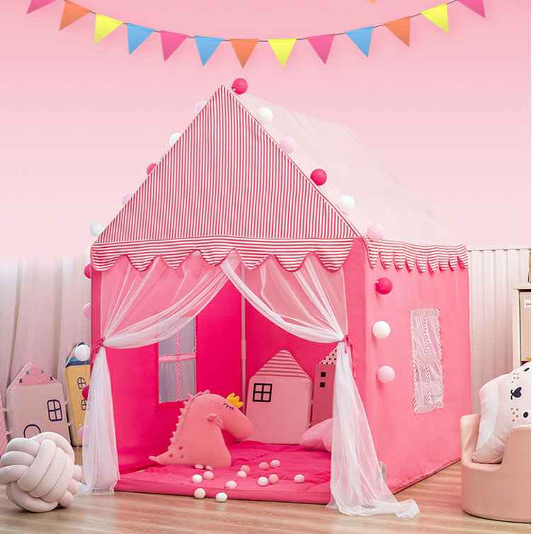 Princess-themed Fabric Playhouse Tent with 2 Windows and Lights Included