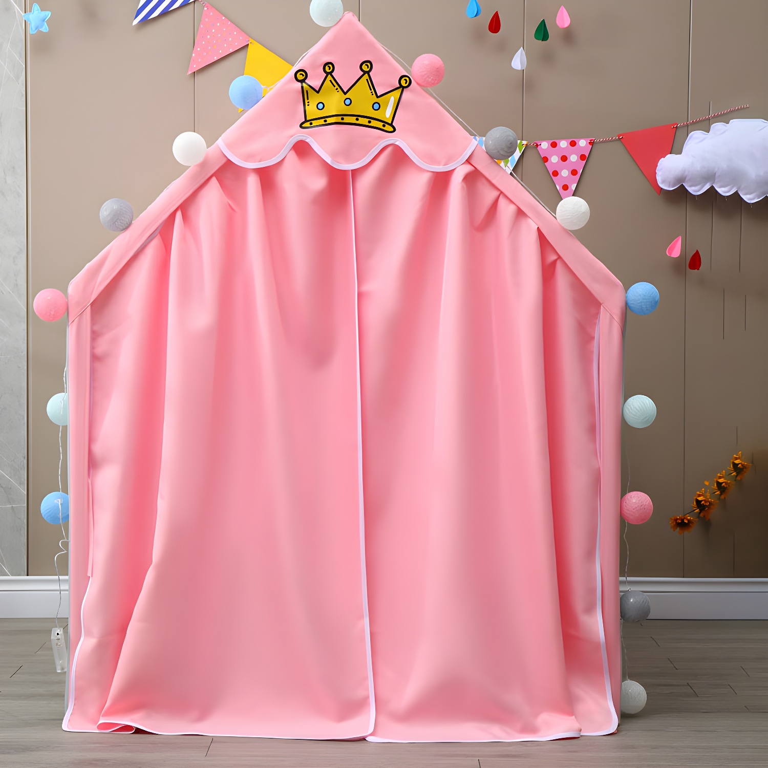 Square Princess-themed Fabric Play Tent with Skylight, Windows and Fade Resistant Durability
