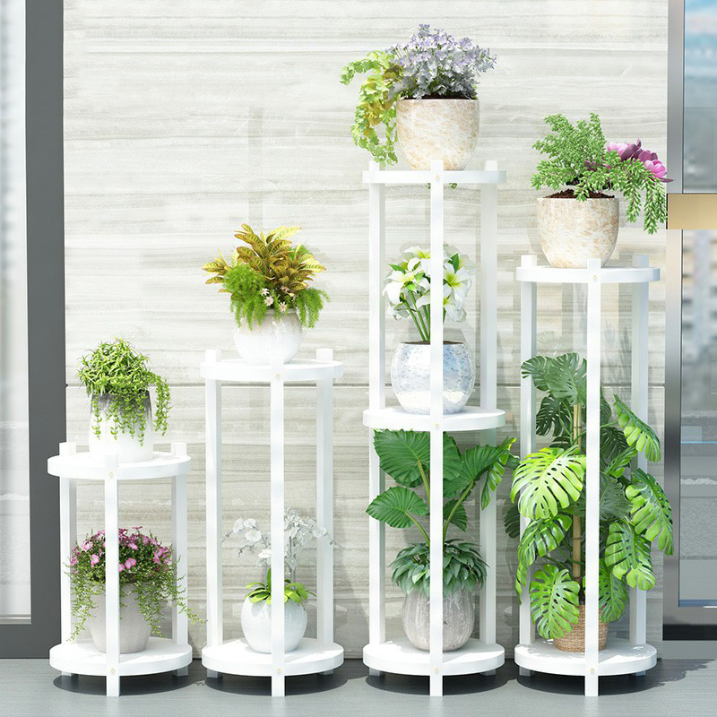 Wooden Round Plant Table with Legs and 1 Shelf - Easy Full Assembly - 30cm x 30cm