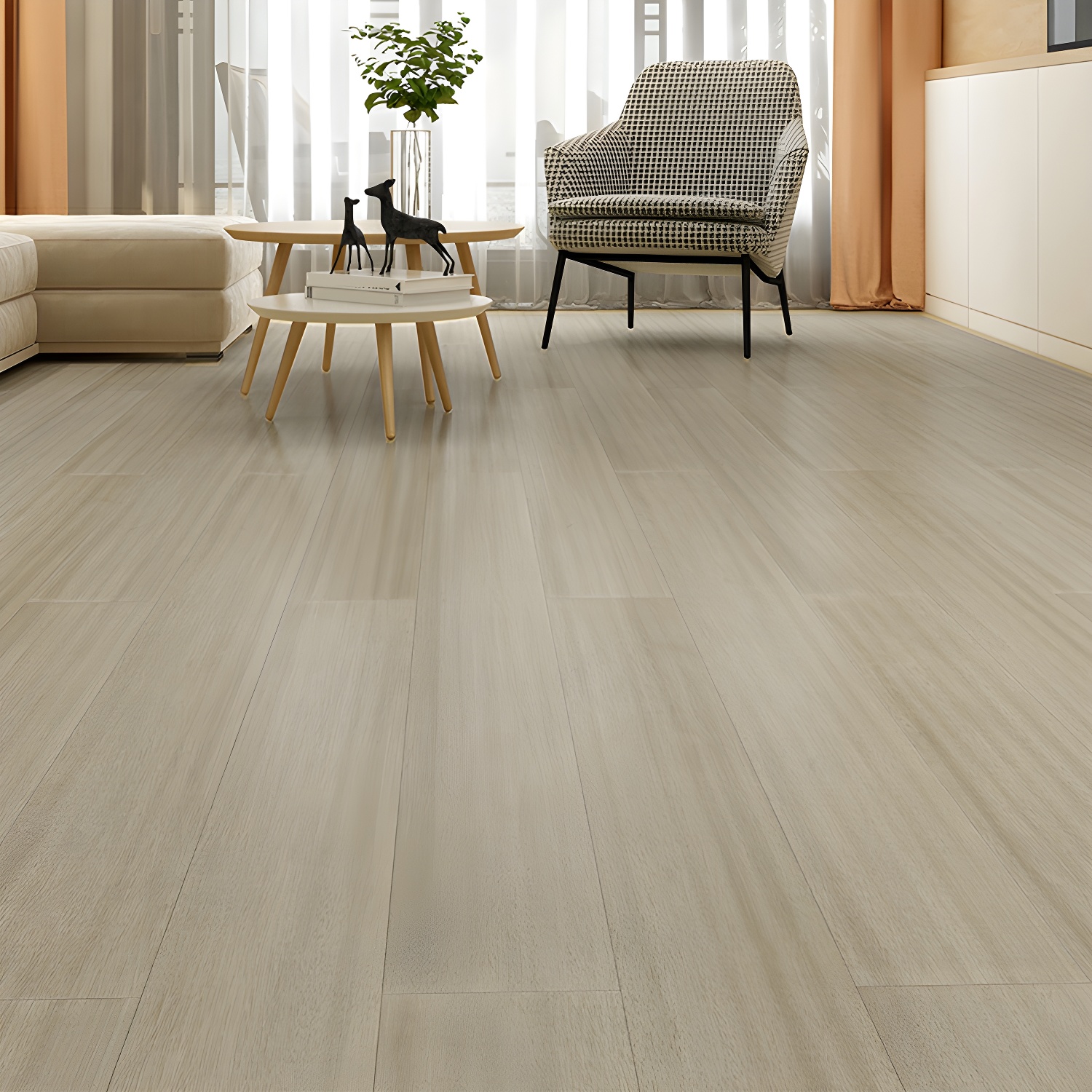 Matte Beige Waterproof Oak Hardwood Flooring for Modern Home