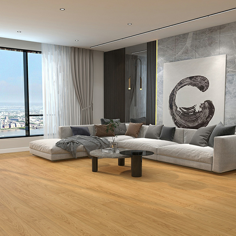 Light Wood Laminate Flooring in Oak with Scratch and Slip Resistant Finish, 12mm Thickness