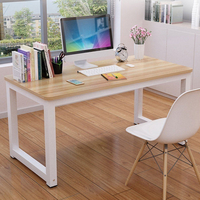 Modern Writing Desk with Metal Sled Base and Wood Top for Easy Assembly - No Distressing
