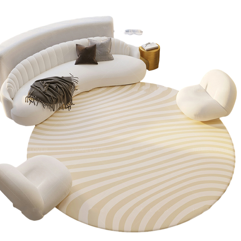 Indoor Use Round Cotton-Blend Area Rug for Adults' Room with Anti-Slip Backing